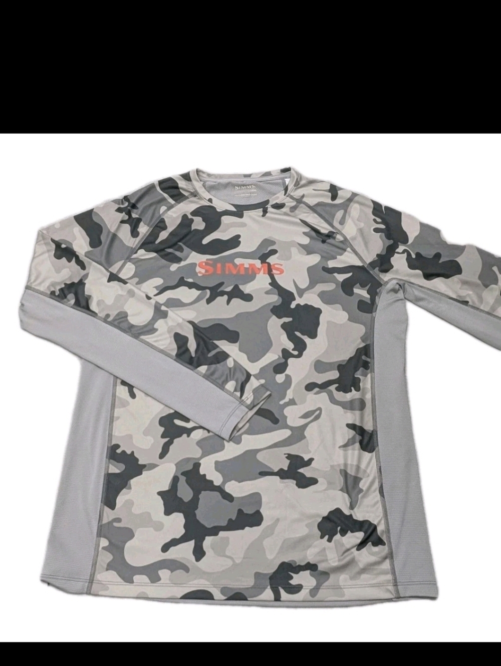 Simms SolarFlex Crewneck Long Sleeve Camo Fishing Shirt Men's Medium